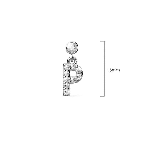 Solid 925 Sterling Silver Initial Crystal Personalised Alphabet Letter Earrings